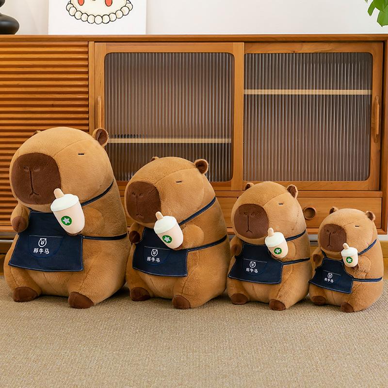 Kapibara Doll Plush Toy Apron Milk Tea Cup Rag Doll Birthday Gift Doll Doll