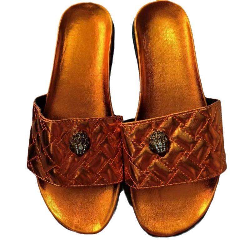 Summer New Large Size One-word Slippers Women Wear Colored Eagle Head Flat Bottom Cool Slippers Women