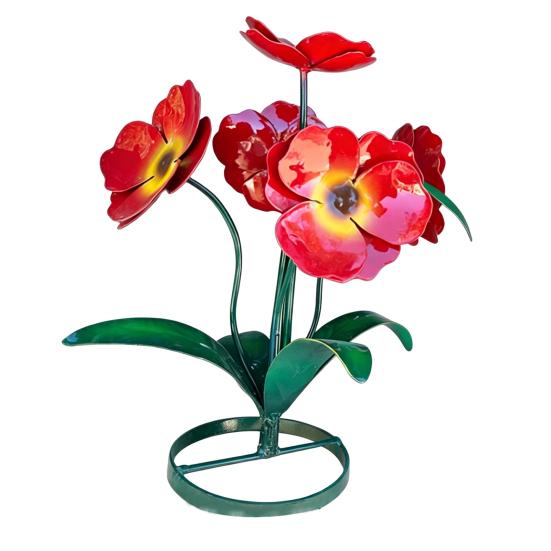 Metal Flowers Sculpture Handcrafted Rustic Flower Decoration Yard Art Plant красный