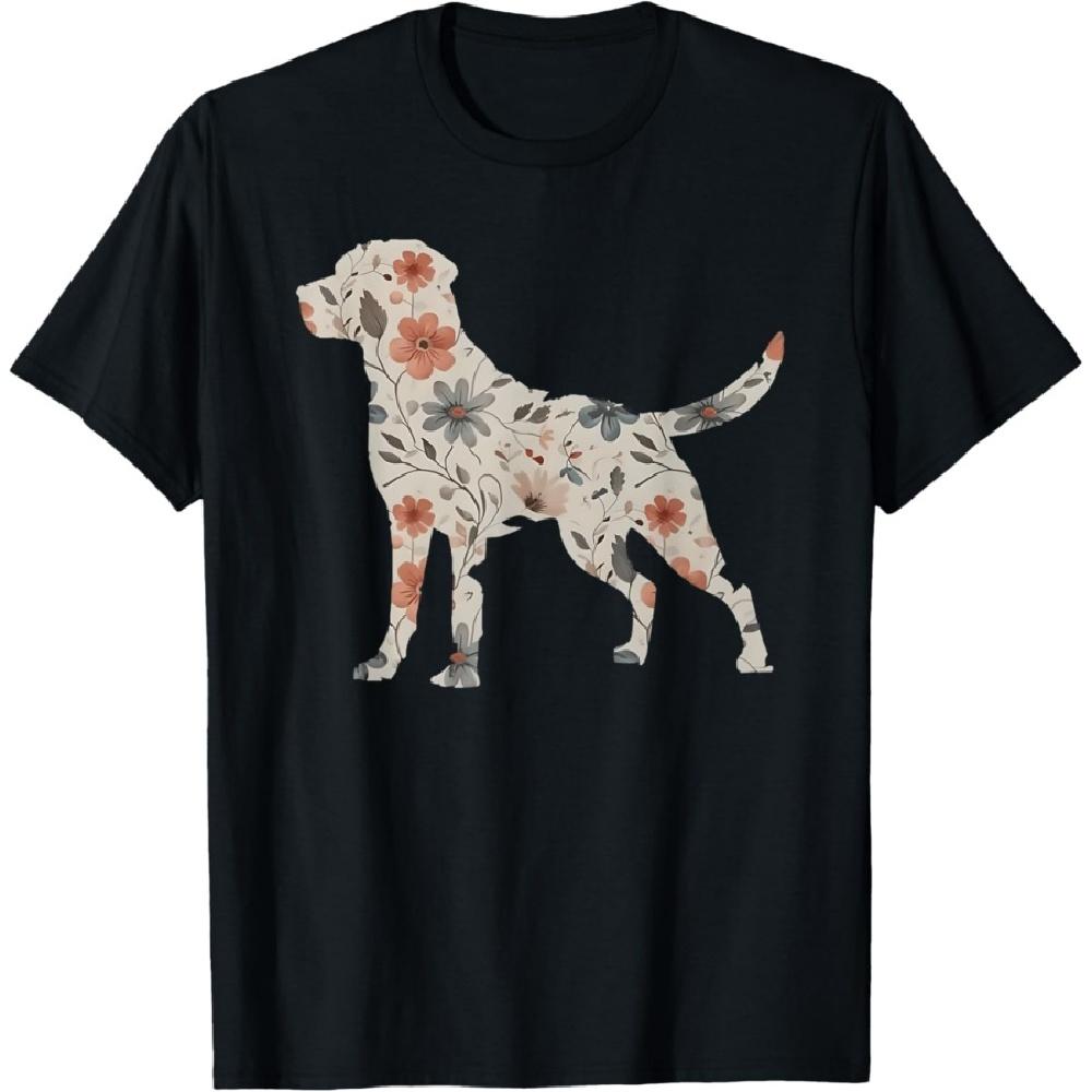 Floral Labrador Retriever Silhouette Vintage Labrador Boho T-Shirt XXXXXL чёрный