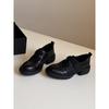 Sheepskin Version~ British Style Platform Velcro Loafers Women's One-pedal Leather Comfortable Thick Heel Silent Small Leather Shoes