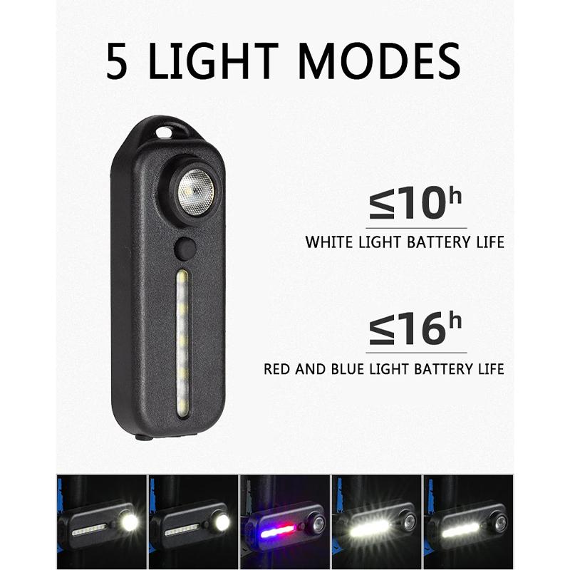 Mini Led Flashlight Multifunctional Portable Pocket Keychain Light Warning Safety Torch Bike Tail Lamp Outdoor Camping Lantern