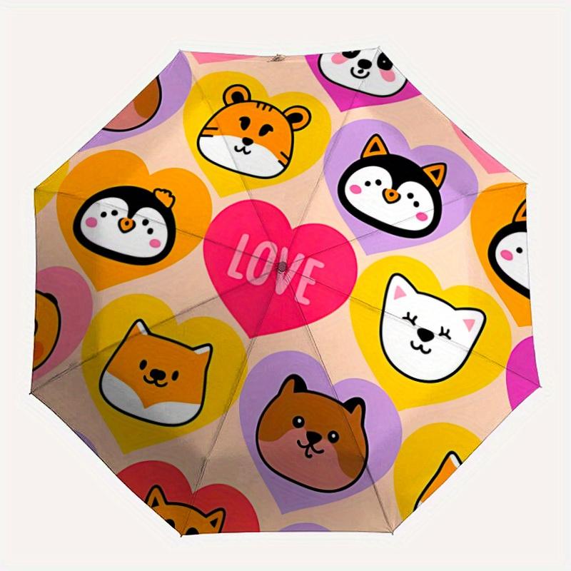 

1pc Cute Animal Faces Automatic Umbrella - 8-Rib Foldable Design, Outdoor Adventures, and Family Celebrations yy250829083