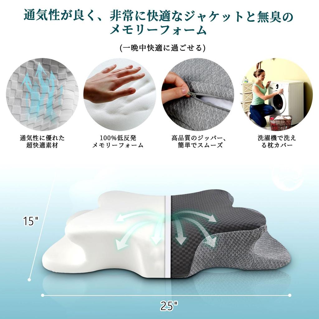 CHxxy Pillow for Neck Pain Ergonomic Side Sleeper Pillow with Removable for Adults Relief, Cover, Breathable, Gray,