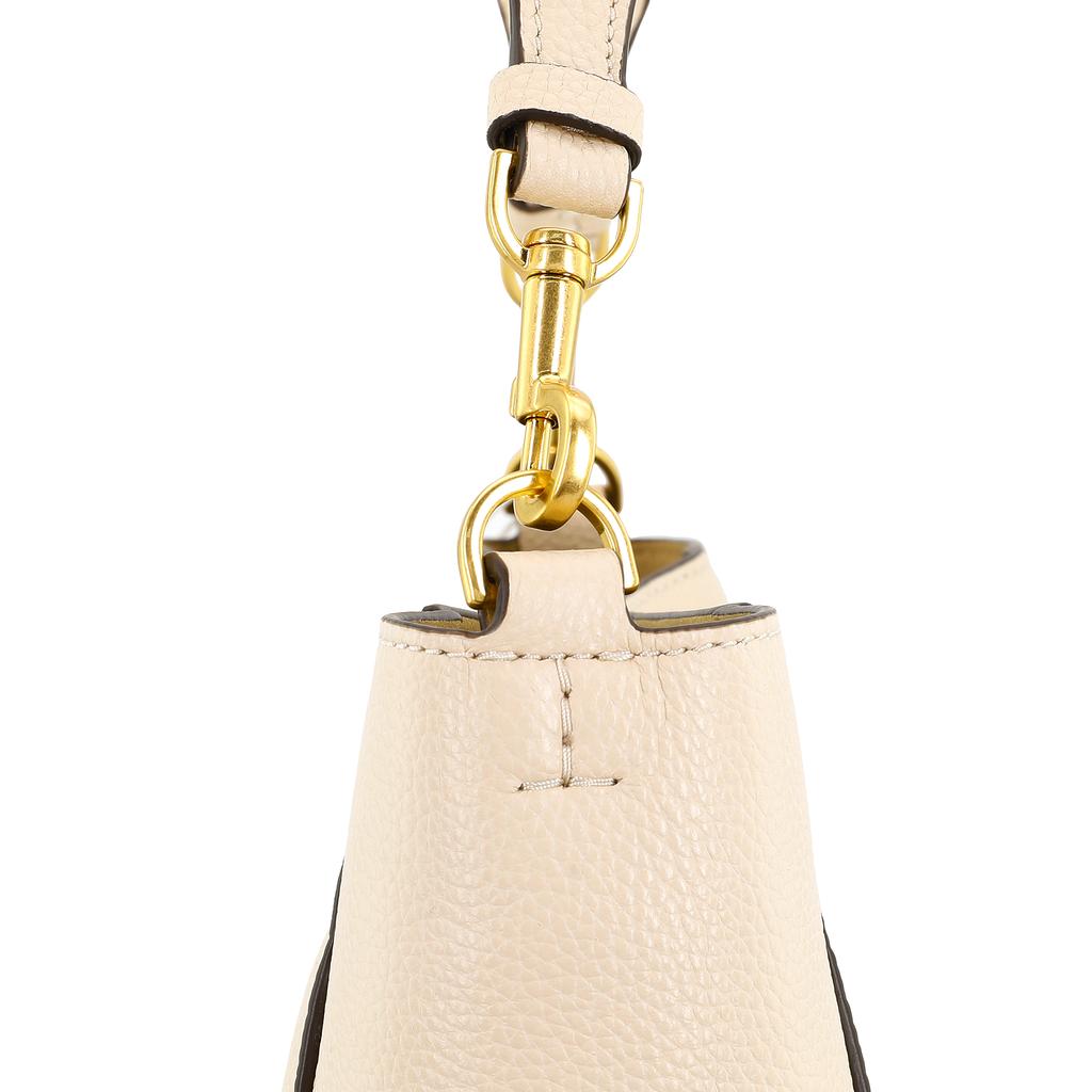 Tory Burch Mcgraw Logo Magnetic Closure Leather Bucket Bag Crossbody Shoulder Bag Women Bags Cream-White 73338-724