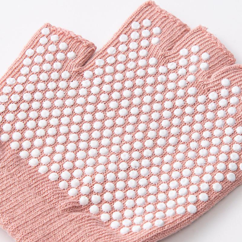 Guantes de yoga Meier de algodón de medio dedo - Antideslizantes, elásticos, guantes de entrenamiento de dedos cortos
