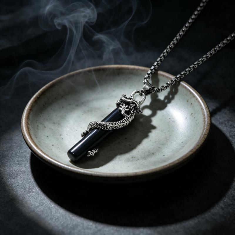 Hetian Green Jade Retro Sword Pendant: Exquisite Niche Ethnic Style Necklace Accessory
