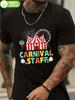 1pc Carnival Staff Graphic T-shirt for Men & Teens - 100% Cotton Crew Neck