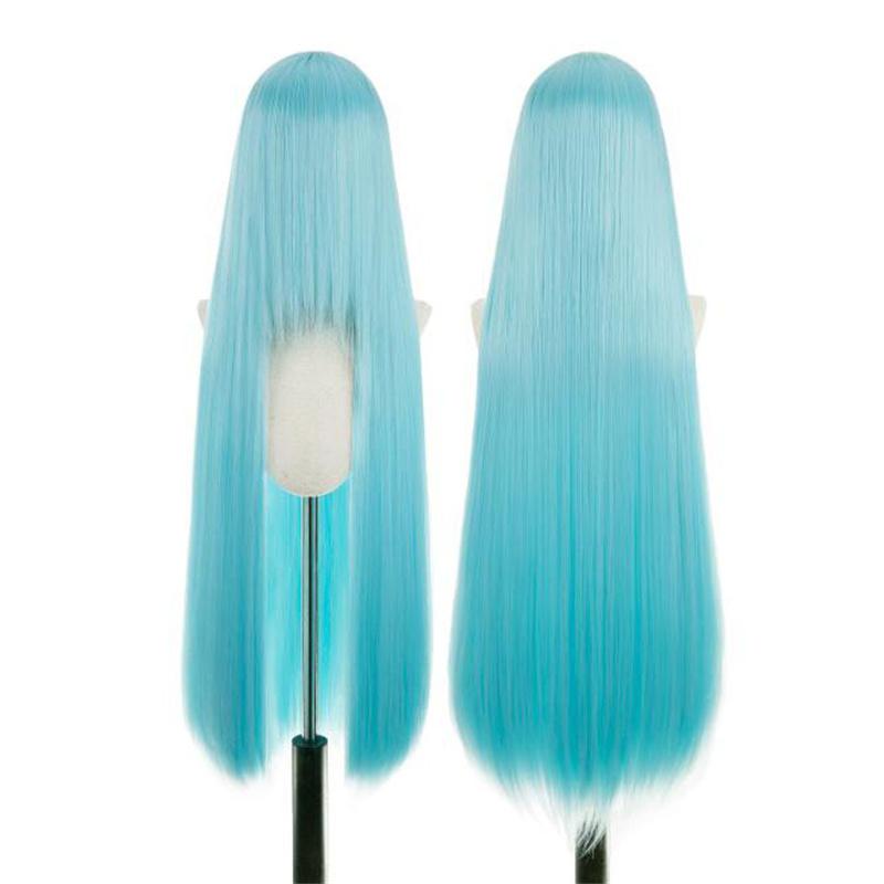 Perucă lungă și dreaptă de 100 cm, blondă, aurie, roz, portocaliu, maro, violet, albastru, verde, negru, gri, culori, rezistentă la căldură, păr Lolita