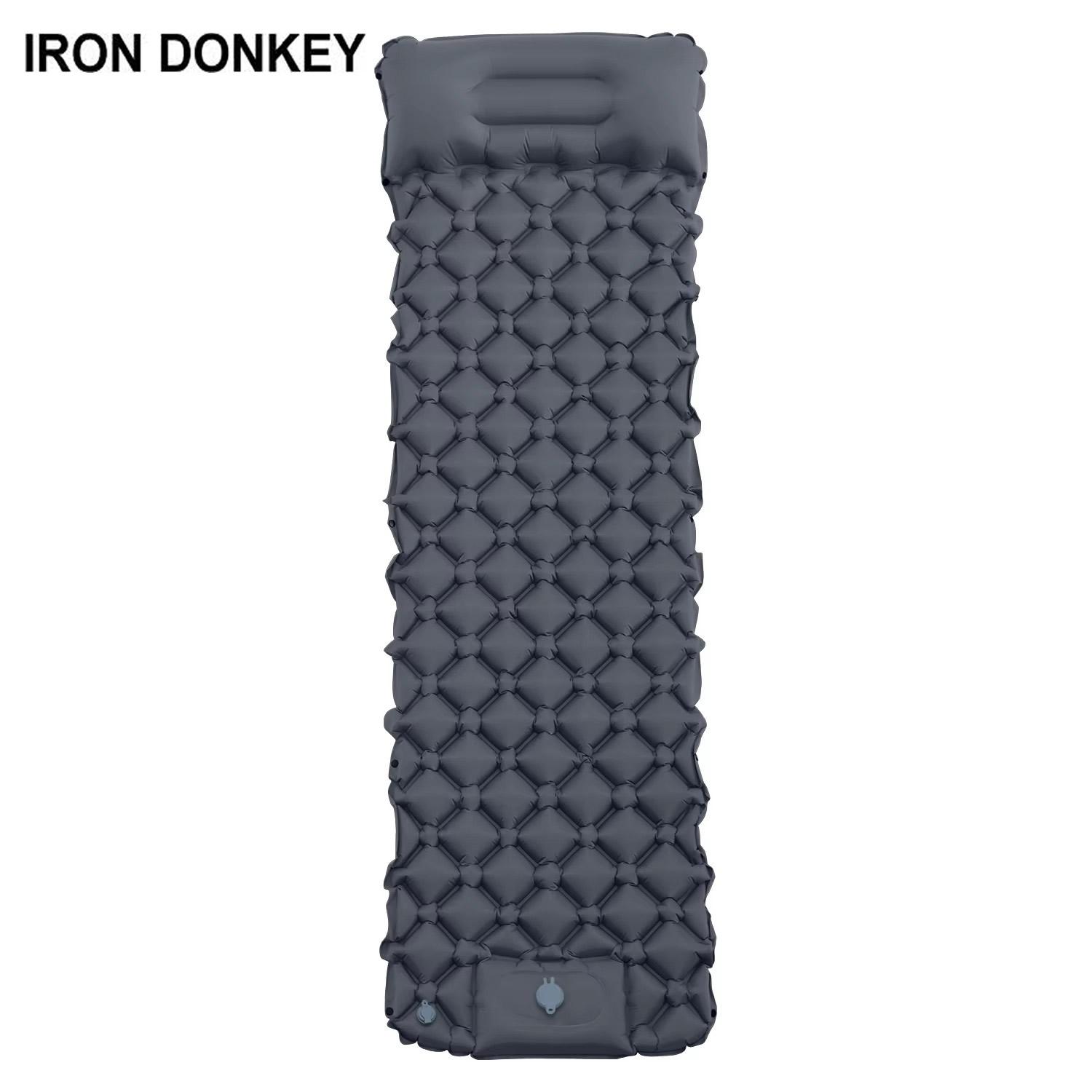IRONDONKEY Outdoor Single Inflatable TPU Ultra Lightweight Carrying Camping Sleeping Moisture Proof Pad Foot Stepping Mattress 190*58*5cm чёрный