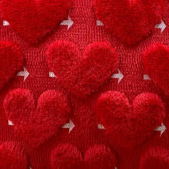 Red Heart Cushion Cover Plush Love Heart Throw Pillow Cover Romantic Fuzzy 3D Heart Pillow