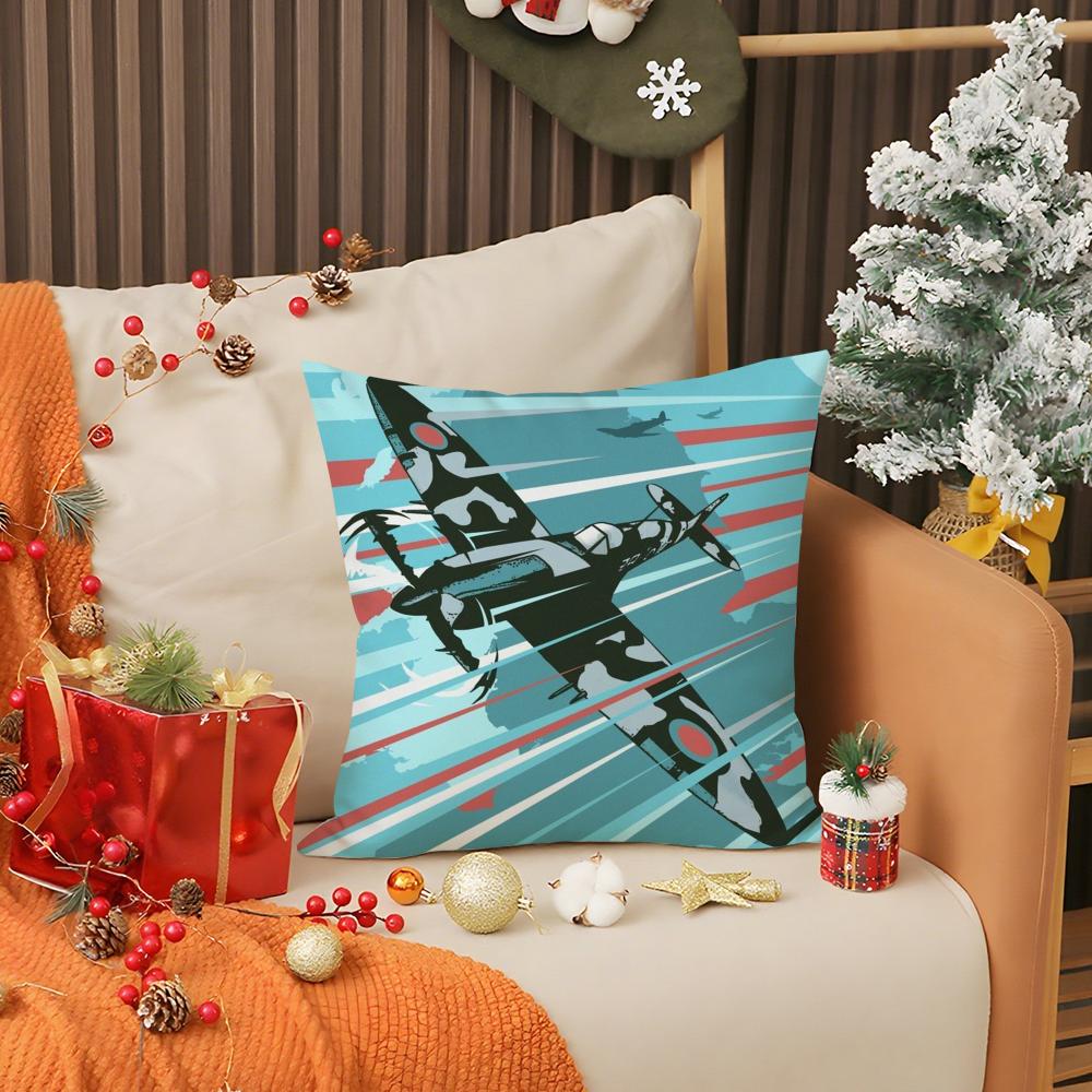 Cool Aircraft Airplane Pillow Case Living Room Sofa Decorative Cushion Cover Simple Household Light Luxury Printed Pillow