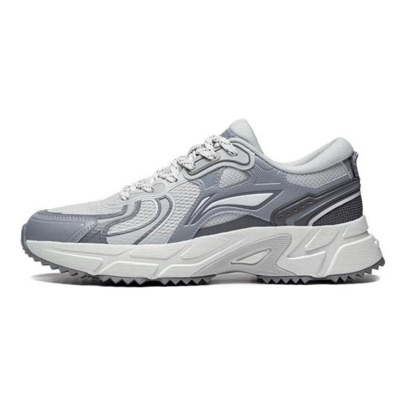 Li-Ning Shiguang Mens Low Top Running Shoes Antarctic Gray Retro Reflective Breathable Anti Slip ARXT007-4 42