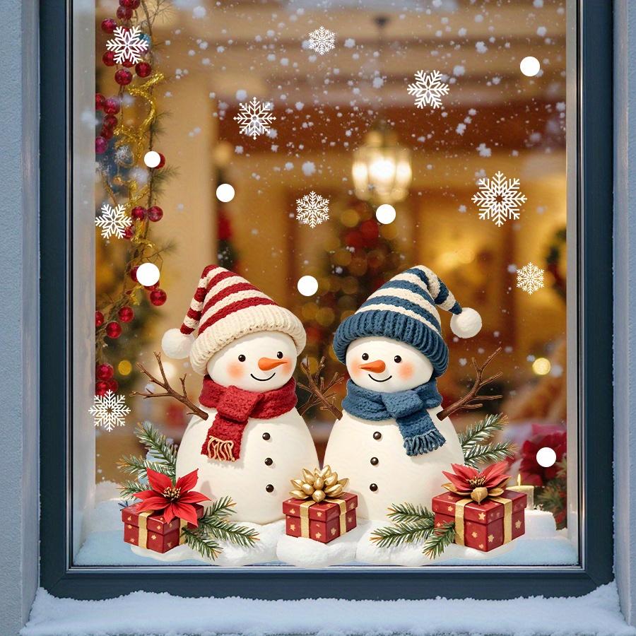 Christmas Snowman Window Clings Removable Static Cling Decal Festive Winter Holiday Decor for Home Office Storefront Windows