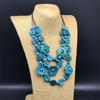 Retro Bohemian Maxi Multi Layer Wood Pendant Statement Choker Long Handmade Flower Collar