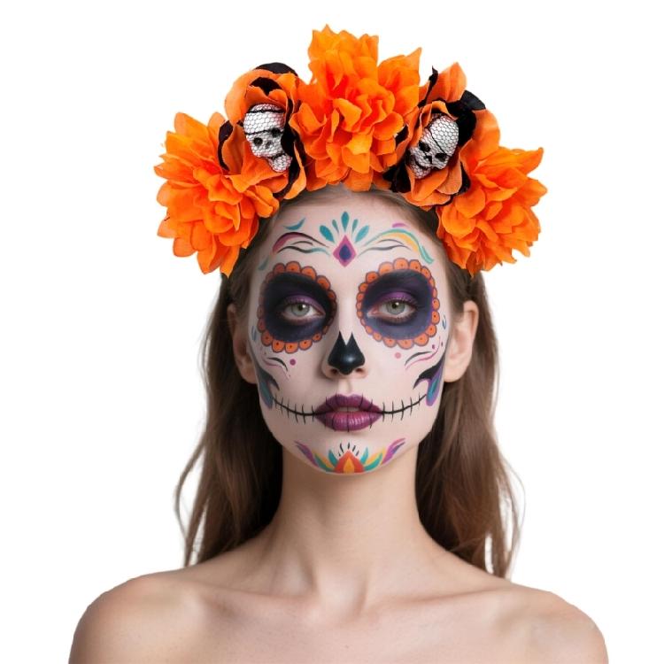 Day Of the Deads Headpiece Flower Crown Headband Mexicans Festival Florals Headpiece Halloween Cincos De Mayoes Costume