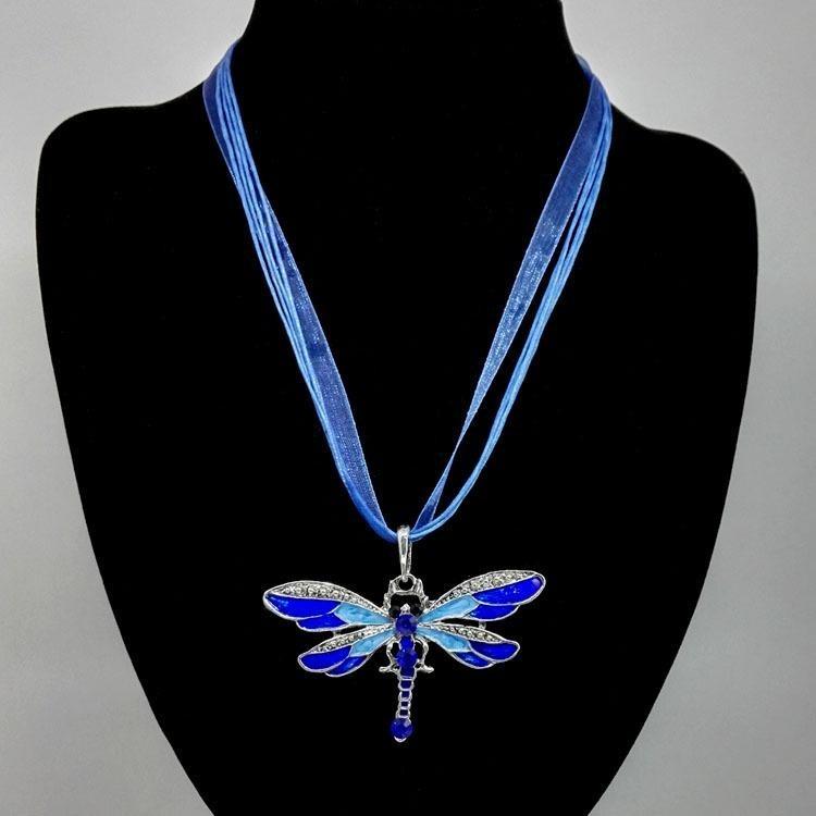 Elegant Alloy Jewelry Dragonfly Pendant Necklace Sweater Chain For Women