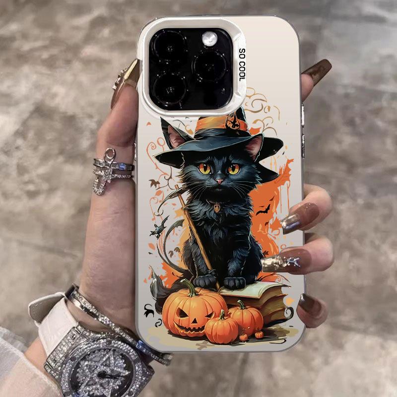 For Samsung Galaxy S25 S24 S23 S22 S21 S20 Plus Ultra FE A34 A35 A53 A54 A55 Case Halloween Cat Wizard And Pumpkin Ghost Cover