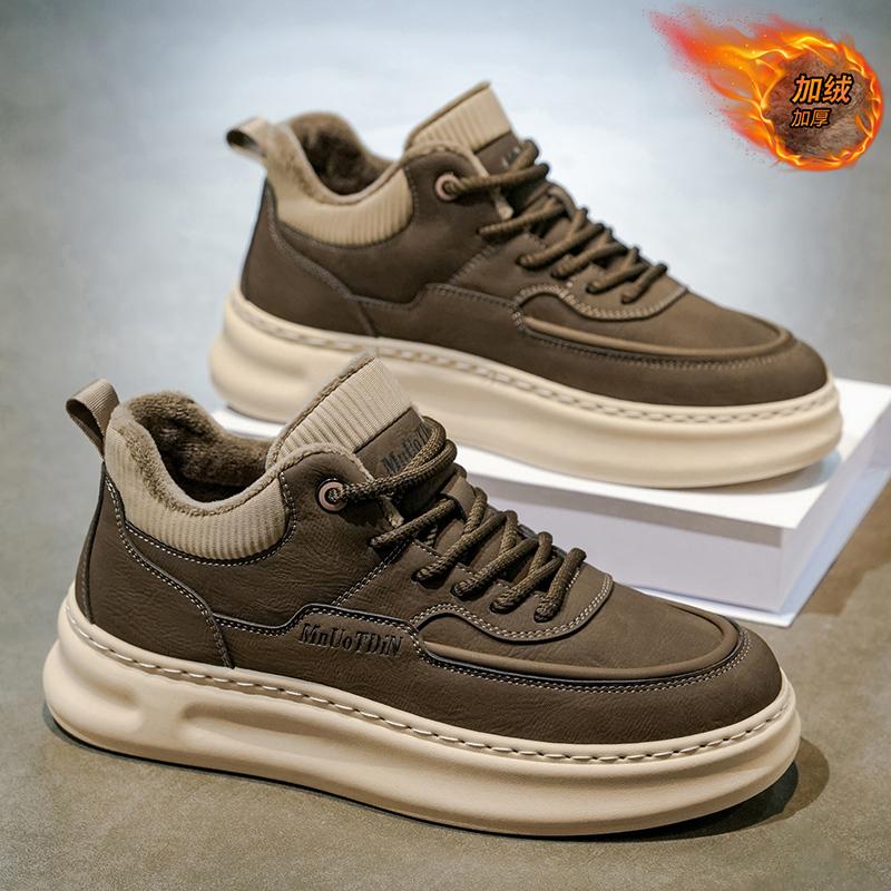 New winter velvet warm two cotton shoes leather sports casual board shoes 39 зеленые хаки
