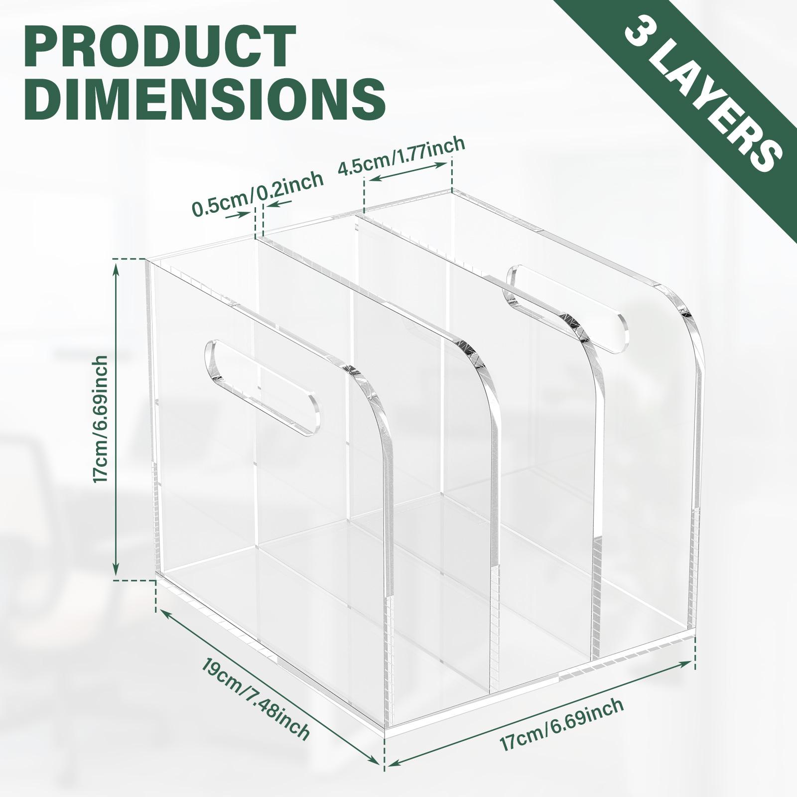 

3/5 Compartment Clear Acrylic Folder Holder Vertical Transparent Book Stand with Handle Desk Document Storage Rack Home Office
