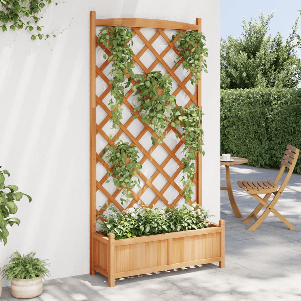 vidaXL Pflanzkübel mit Spalier Braun Massivholz Tanne