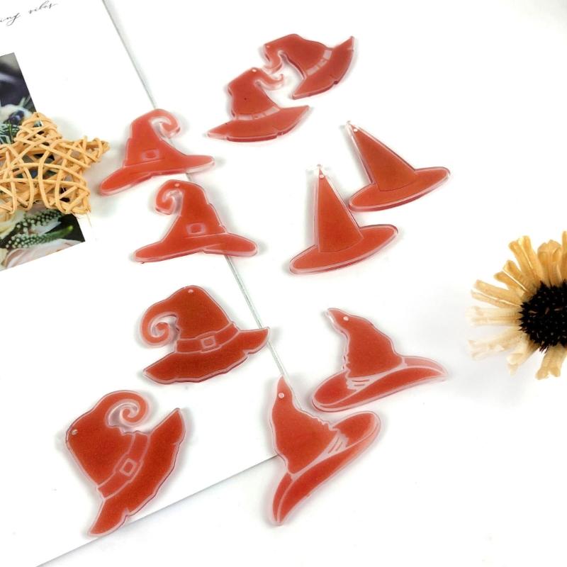 Halloween Geometric Witch Hat Earring Epoxy Resin Silicone Mold Luggage Bag Tags Casting Molds with Hole for DIY Crafts