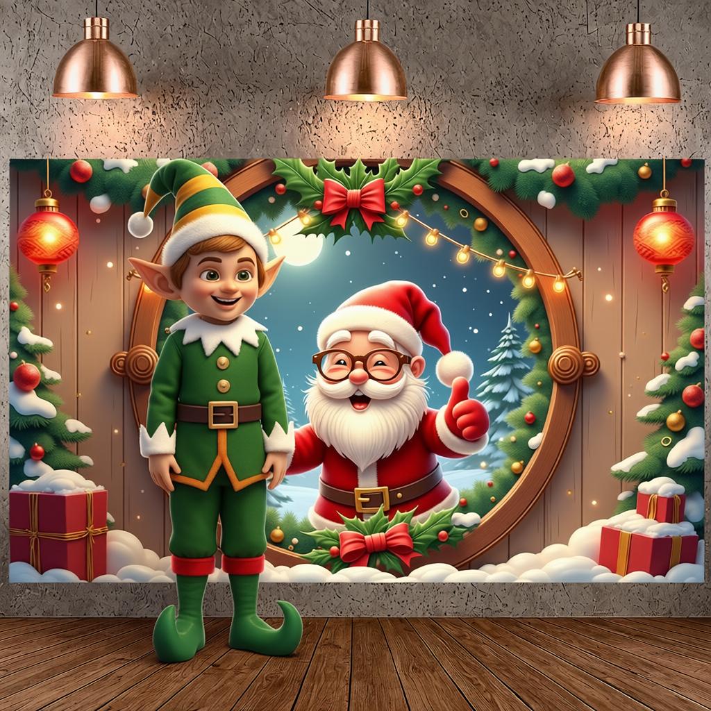 Weihnachten Hintergrund Festliche Lichter Weihnachtsmann Display Weihnachts-Hintergrund Rote Schleife Feiertags-Hintergrund Für Familientreffen Feiertags-Festlich