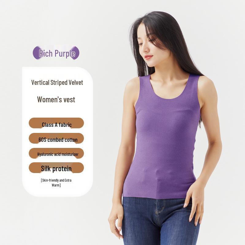 

Женский утепленный жилет с антибактериальной, пропитанной гиалуроновой кислотой, бесшовной конструкцией из начесанного бархата для осени и зимы L (100~120 jin)