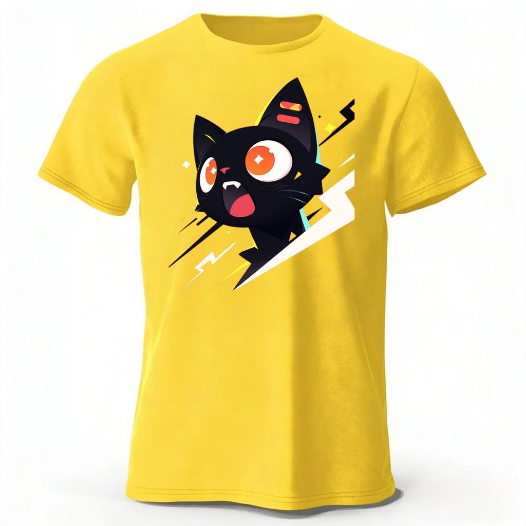 Cool Black Cat Trend Pure Cotton Short Sleeves Summer Men Fashion Street Wear Plus Size Comfortable Soft Casual T-shirt