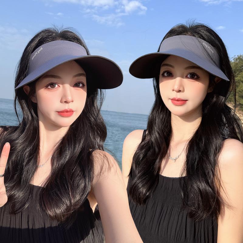 Sunscreen Hat Women's Widened Large Brim Seamless Integrated Empty Top Hat Ice Silk Breathable Anti-ultraviolet Sunshade Sun Hat