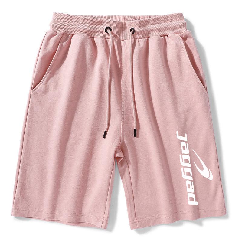 FEGKZLI Fashion 100% katoenen vrijetijdsshorts voor heren, joggingbroeken, joggingbroeken voor sportscholen L roze