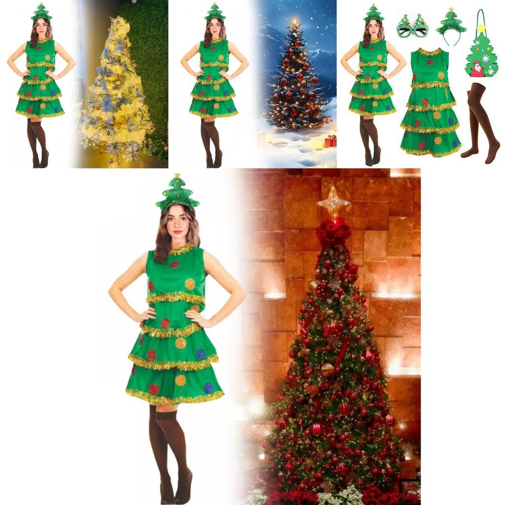 Christmas Tree Cosplay Dress For Women With Polyester Nylon Blend For Holiday Party Costumes