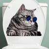Cool Cat with Sunglasses Toilet Stickers Funny Bathroom Waterproof Decals for Toilet Seat and Tank Self-Adhesive Decor