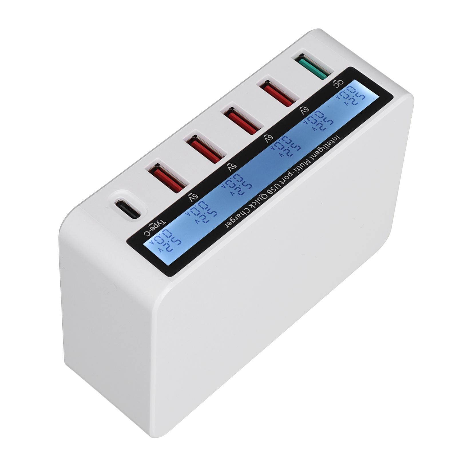 

Зарядная станция для телефона USB-зарядное устройство 40 Вт 6 портов QC 3.0 зарядный концентратор с ЖК-дисплеем для телефона AU PLUG белый