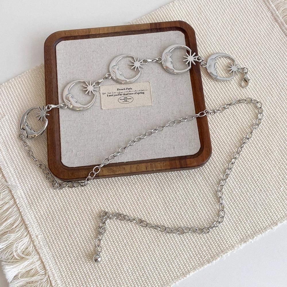 Belly Chain Metal Circular Ring Waist Chain Silver Ethnic Belt Chain  Shorts Decoration