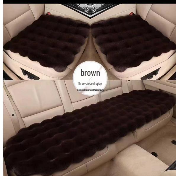 Winter Velvet Car Seat Cushion Set - Thickened Plush, Warm, 3-Piece with Backrest