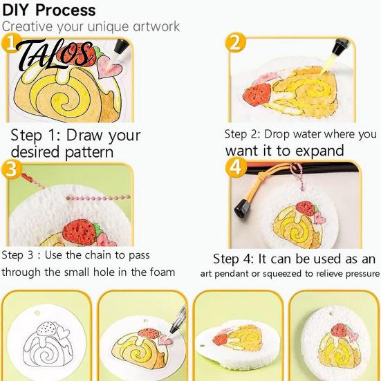 Sketch And Color Water Activation Kit Magic Foam Texture Painting DIY 3D Art with Mess-Free Brush Pens Puffy Popcorn Drawing Canvas Sponge Craft