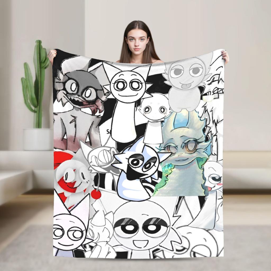Sprunkis Plush Blanket Cartoon Game  Awesome Throw Blankets for  Sofa Bedding Lounge 150*125cm Plush Thin Quilt