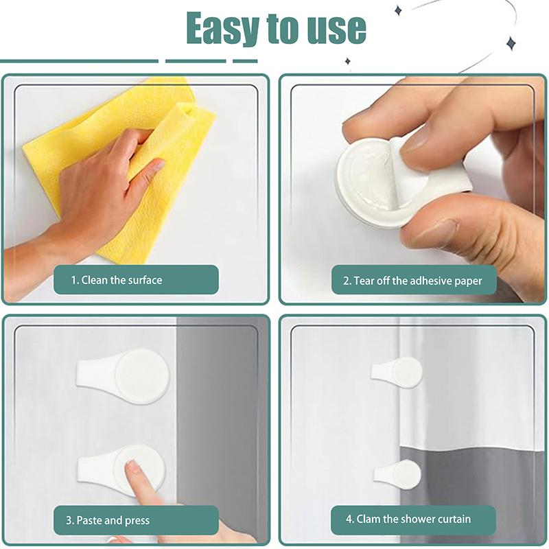 Magnetic Silicone Shower Curtain Clips For Liner, Self Adhesive Windproof Splash Holders Prevent Water Splashing Out