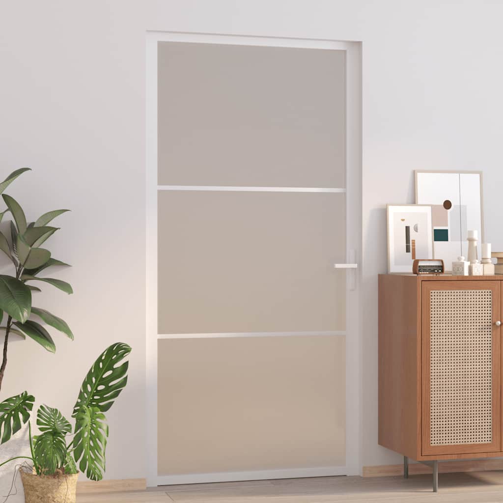 Vidaxl Innentür, 102,5X201,5 Cm, Weiß, Milchglas Und Aluminium