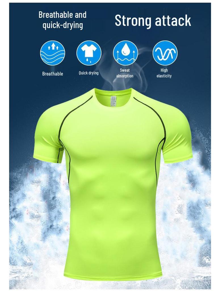 Herren PRO Hochelastische Schnelltrocknende Sport-Tights: Lang- & Kurzarm-Oberteile für Laufen, Fitness, Basketball