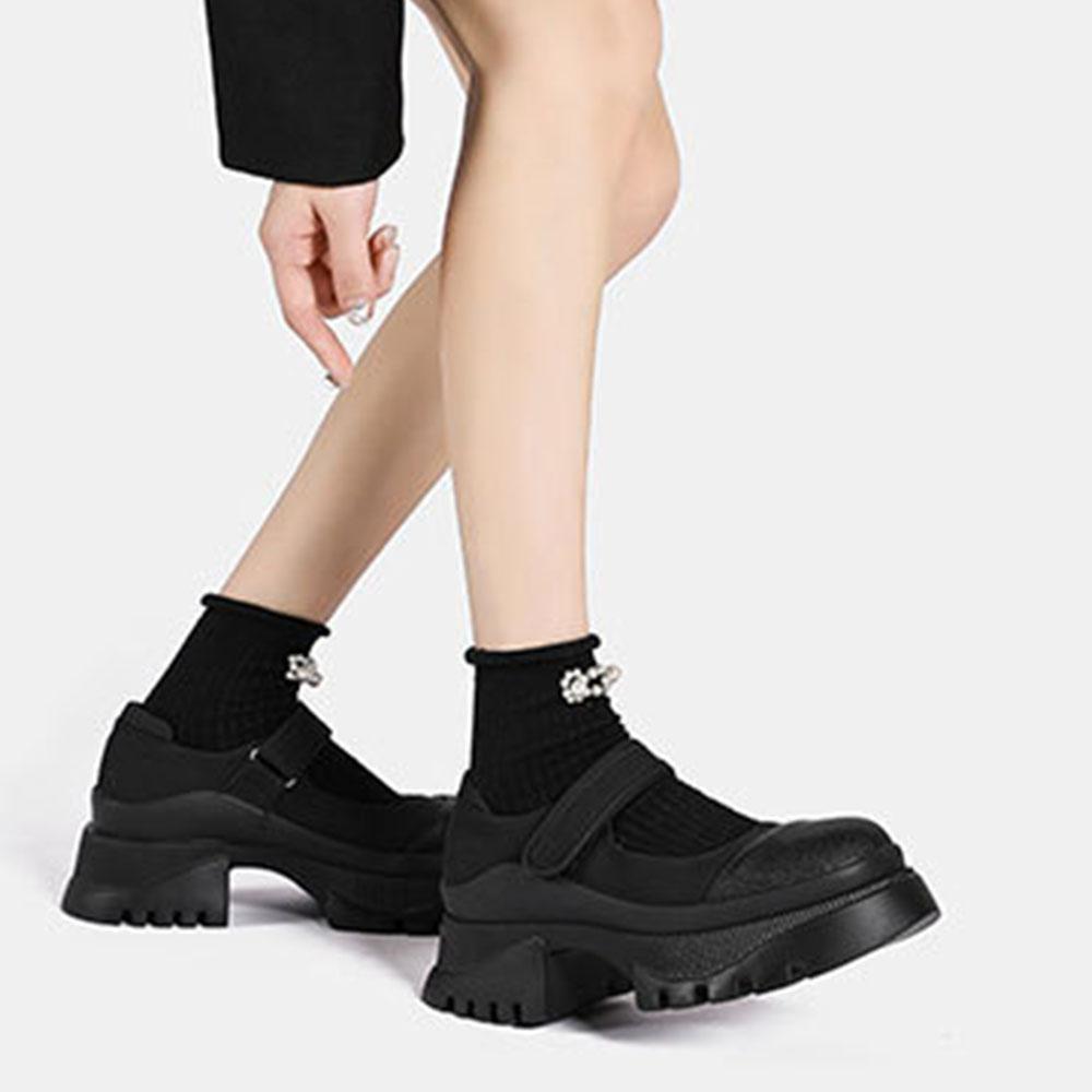 Punk Square Heels Women's Platform Mary Jane Shoes Woman  Trend Spring Summer Black Gothic Cute Casual Pumps