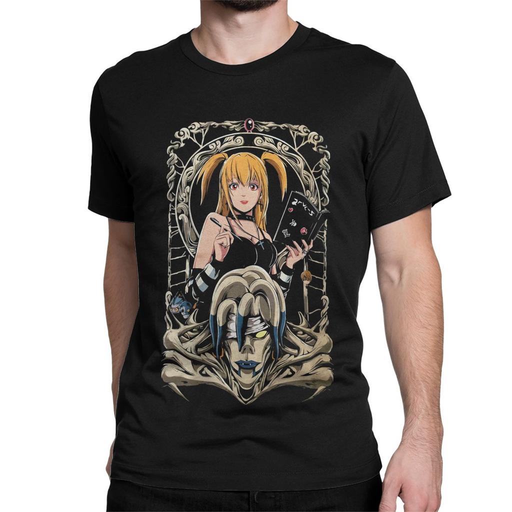 Men T-Shirt Misa Amane DN Anime Vintage 100% Cotton Tee Shirt Short Sleeve T Shirt Crew Neck Clothing Printed