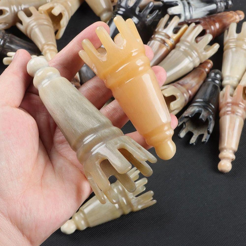 Scalp Massager Brush Ox Horn Massage Comb Scrapping Head Buffalo Horn Meridian Comb  Hair Wash