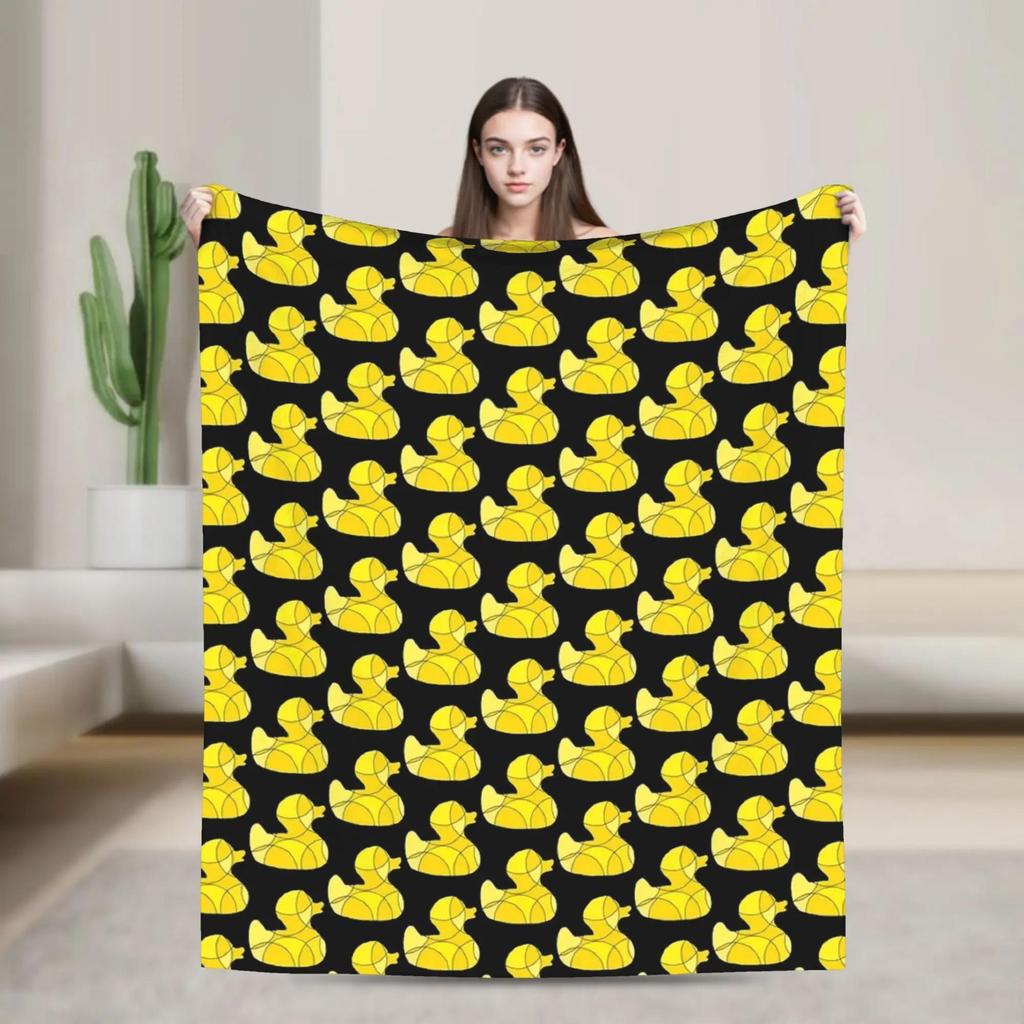 White Rubber Ducky Pattern Plush Blanket for Kids Soft Flannel Bedding Throw Warm Outdoor Use Quality Bedspread Gift Idea