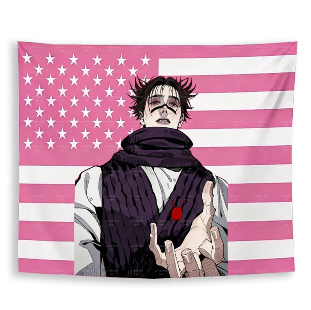 

1pc JJujutsu KKaisen CChousou American Flag Wall Art Decor Wall Hanging for Bedroom Dorm Manga Fan Collection Home Decor 74x94cm(29x37in)