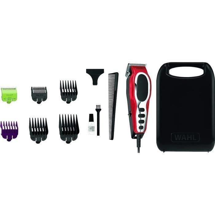 WAHL Close Cut Pro Hair Clipper - Self-sharpening Blade - 6 Combs - Red