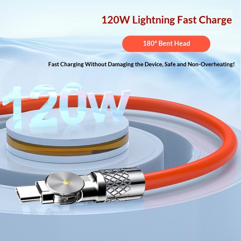 120W Fast Charge Usb Type C Cable 180 Degree Rotation Elbow Cable For Game Phone Charger Usb Type C Cable