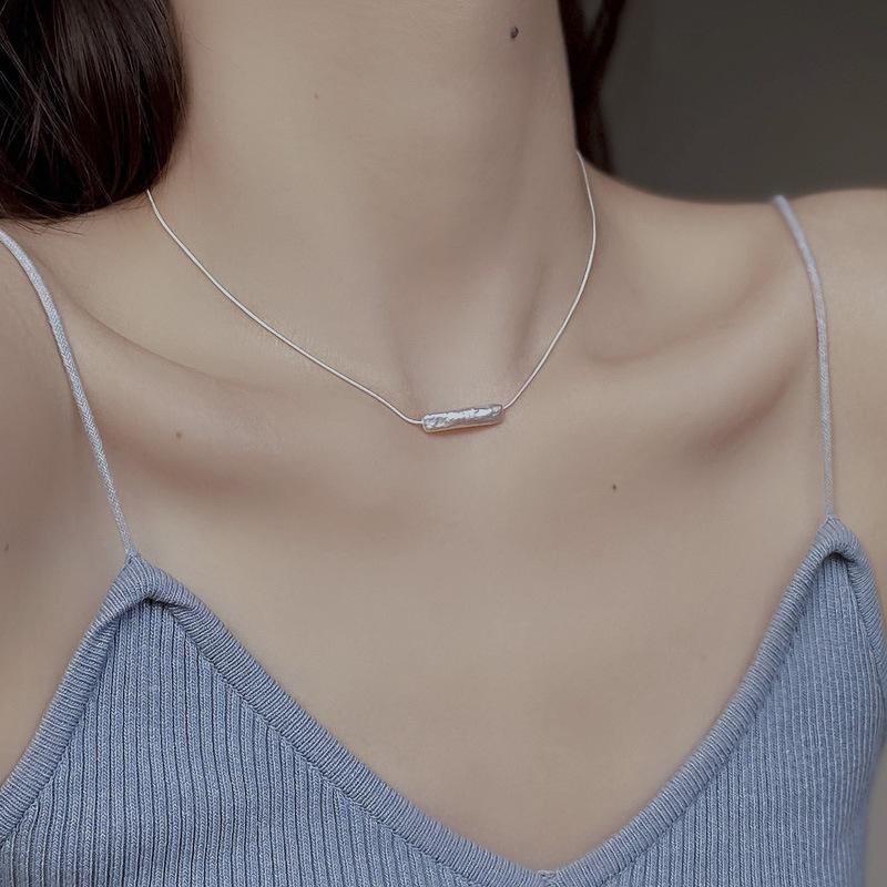 Natural Freshwater Pearl Necklace Baroque Small Strip Collarbone Chain Personalized Design Premium Sweater Chain