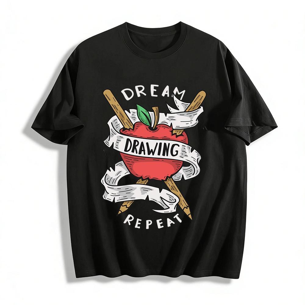 

Funny Apple Drawing Print Casual T-Shirt Unisex Trendy Pure cotton T-shirt XXS